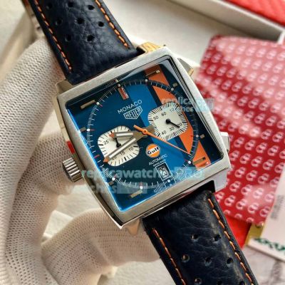 Replica Tag Heuer Monaco Calibre 12 Orange & Blue Dial 39MM Watch